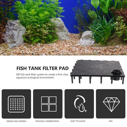 Fish Tank Aquarium Under Gravel Filter System Safe Filtration Plate Board Kit - Black-10PCS.