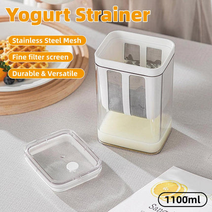 Yoghurt Strainer Filter 1100ml Plastic Container for Draining Yogurt Cheese.
