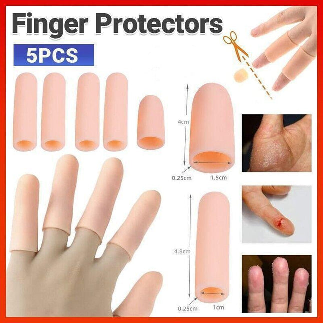 5Pcs Silicone Finger Protector Finger Caps Tube Anti-Slip Finger Cover Au Stock.