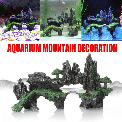 Aquarium Decoration Rock Cave Stone Ornament Fish Tank Mountain View Decor.