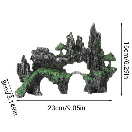 Aquarium Decoration Rock Cave Stone Ornament Fish Tank Mountain View Decor.