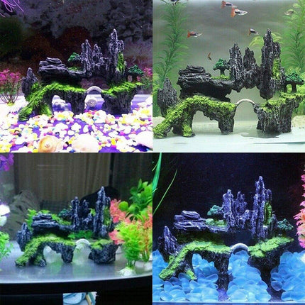 Aquarium Decoration Rock Cave Stone Ornament Fish Tank Mountain View Decor.