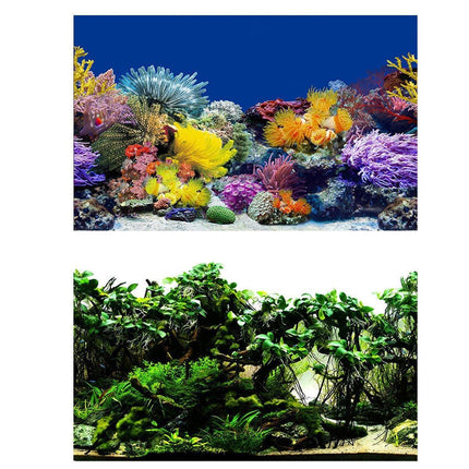 Aquarium Background Fish Tank Wallpaper Double Sided Decoration Sticker Paper - H-50cmx82cm.