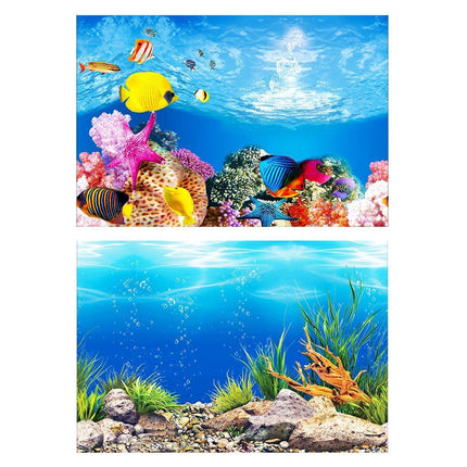 Aquarium Background Fish Tank Wallpaper Double Sided Decoration Sticker Paper - J-30cmx62cm.