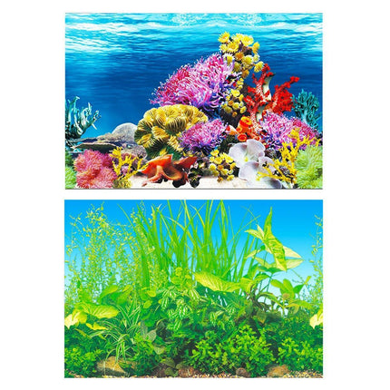 Aquarium Background Fish Tank Wallpaper Double Sided Decoration Sticker Paper - J-30cmx62cm.