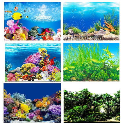 Aquarium Background Fish Tank Wallpaper Double Sided Decoration Sticker Paper - J-50cmx102cm.