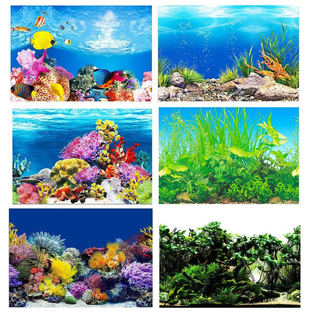Aquarium Background Fish Tank Wallpaper Double Sided Decoration Sticker Paper - J-50cmx102cm.