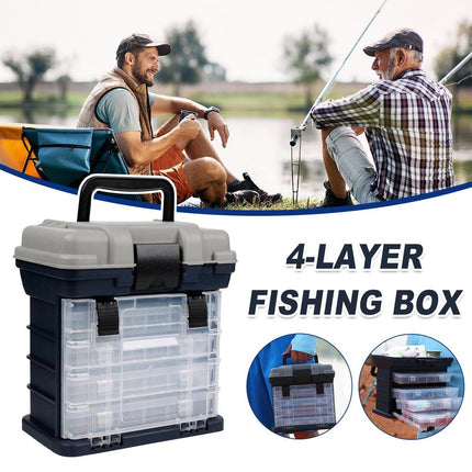Removable 4 Tray Heavy Duty Fishing Tackle Box Storage Organizer for Tackle.