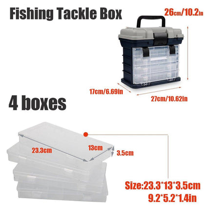 Removable 4 Tray Heavy Duty Fishing Tackle Box Storage Organizer for Tackle.