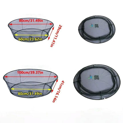 Open Folding Fishing Net Round Fishnet Portable Fish Pocket for Outdoor Angling - 80cm.