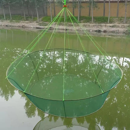 Open Folding Fishing Net Round Fishnet Portable Fish Pocket for Outdoor Angling - 80cm.