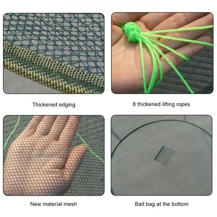 Open Folding Fishing Net Round Fishnet Portable Fish Pocket for Outdoor Angling - 80cm.