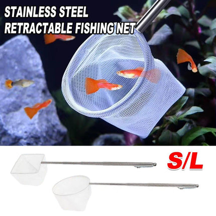 Retractable Fish Net for Fish Tank Pocket Fishing Net with Handle Aquarium Tools - Square-S.