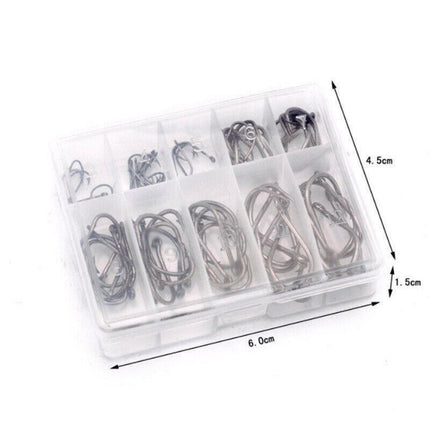 Fishing Hooks Octopus Style 100pcs Chemically Sharpened Assorted Sizes 3-12 - Black.