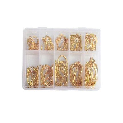 Fishing Hooks Octopus Style 100pcs Chemically Sharpened Assorted Sizes 3-12 - Black.