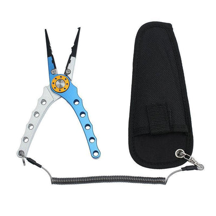 Aluminium Fishing Pliers Hook Remover Line Cutter Braid Mono Split Ring Fish Grip - Red+Silver.