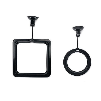 Fish Feeding Ring Aquarium Fish Tank Feeder Floating Fish Food Feeder Fish Food Black - Black Square.