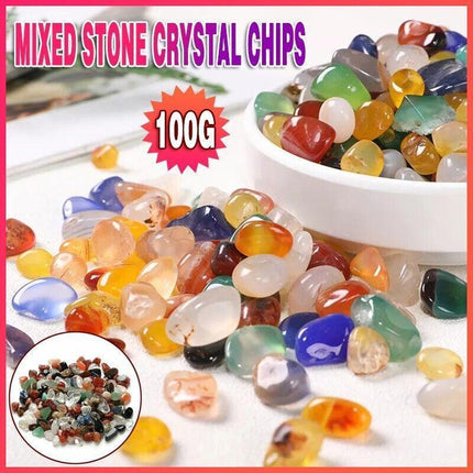 Colorful Mixed Stone Crystal Chips - 100G Bulk Lot.