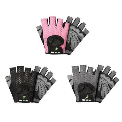M Size Women Fitness Gym Training Gloves Half Finger Gel Weight Lifting Workout Gloves - Black.
