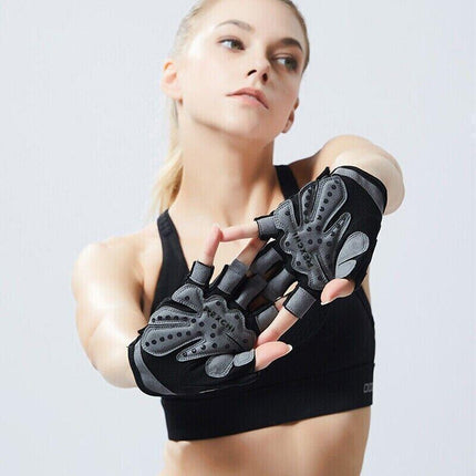 M Size Women Fitness Gym Training Gloves Half Finger Gel Weight Lifting Workout Gloves - Black.