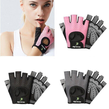 M Size Women Fitness Gym Training Gloves Half Finger Gel Weight Lifting Workout Gloves - Black.