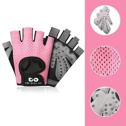 L Size Women Fitness Gym Training Gloves Half Finger Gel Weight Lifting Workout Gloves - Grey.