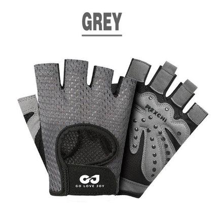 L Size Women Fitness Gym Training Gloves Half Finger Gel Weight Lifting Workout Gloves - Grey.