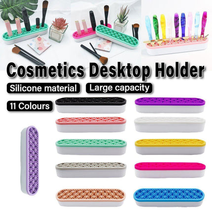 Silicone Makeup Organizer Cosmetic Storage Box Lipstick Brush Holder Desktop Box - Flesh Pink.