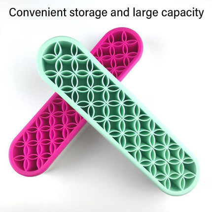 Silicone Makeup Organizer Cosmetic Storage Box Lipstick Brush Holder Desktop Box - Flesh Pink.