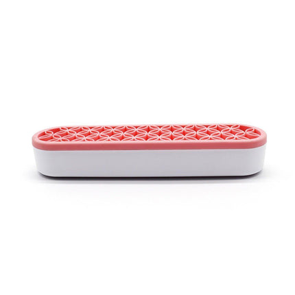 Silicone Makeup Organizer Cosmetic Storage Box Lipstick Brush Holder Desktop Box - Flesh Pink.