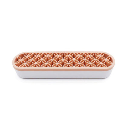 Silicone Makeup Organizer Cosmetic Storage Box Lipstick Brush Holder Desktop Box - White.