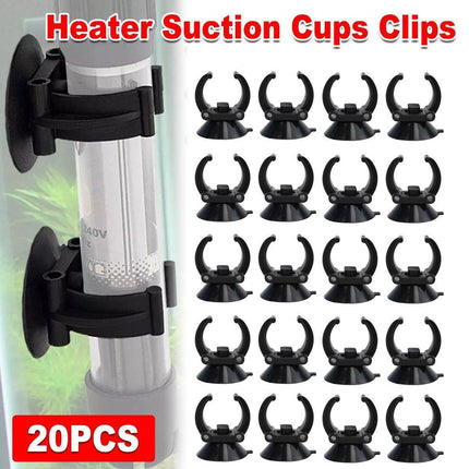 20PCS Black Suction Mount Clips for Aquarium Equipment.