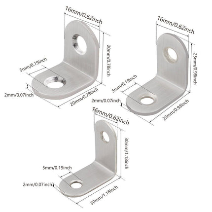 10pcs 90-degree L Type Angle Brackets Right Angle Fixed Support Furniture Connector - 25*25*16mm.
