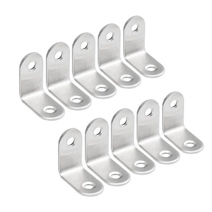 10pcs 90-degree L Type Angle Brackets Right Angle Fixed Support Furniture Connector - 25*25*16mm.