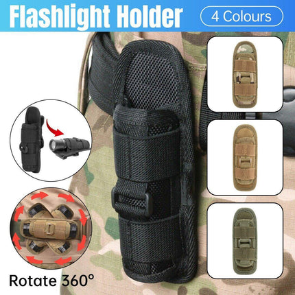 Portable Outdoor Military Flashlight Bag Pouch Tactical Case Holster Belt Holder - Green.
