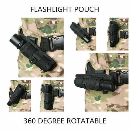 Portable Outdoor Military Flashlight Bag Pouch Tactical Case Holster Belt Holder - Green.