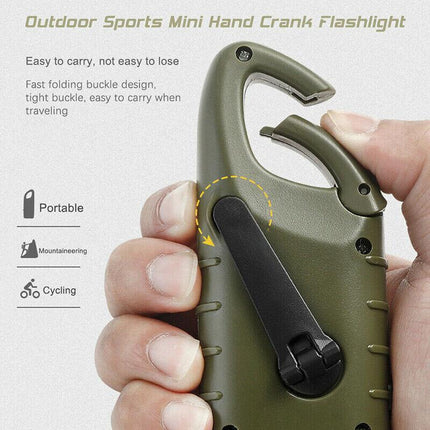 Hand Crank Solar Powered Rechargeable Led Camping Emergency Flashlight - Yellow.