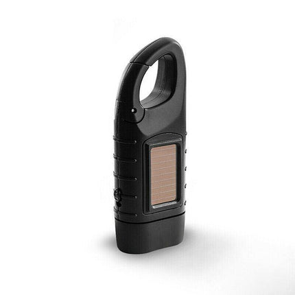 Hand Crank Solar Powered Rechargeable Led Camping Emergency Flashlight - Yellow.