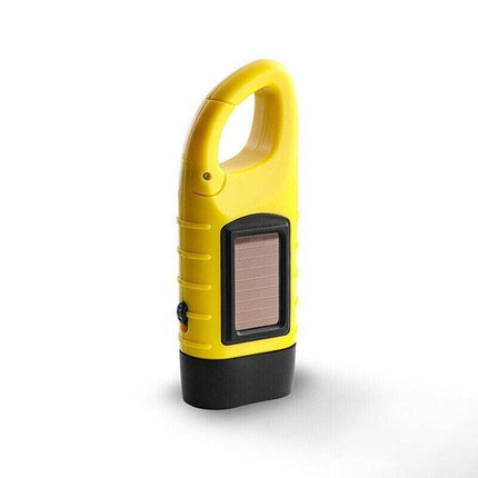 Hand Crank Solar Powered Rechargeable Led Camping Emergency Flashlight - Yellow.