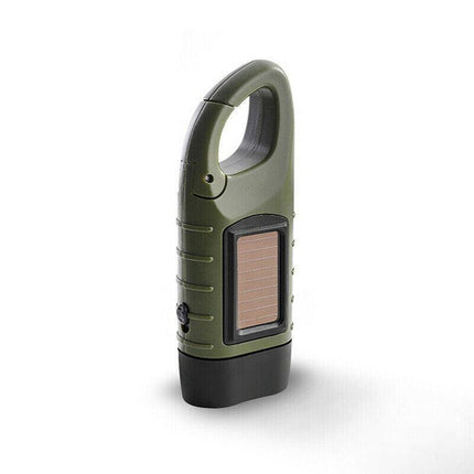 Hand Crank Solar Powered Rechargeable Led Camping Emergency Flashlight - Yellow.