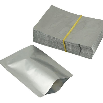 Silver Open Top Aluminum Foil Packaging Bags Heat Seal Vacuum Food Pouches - 22X30CM.