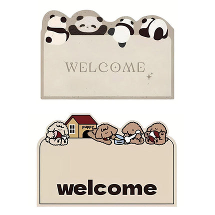 Cartoon Non Slip Household Silk Circle Floor Mat Durable Entryway Rug Can Be Cut - Dog.