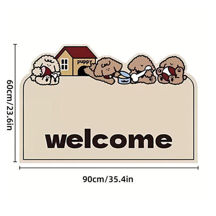 Cartoon Non Slip Household Silk Circle Floor Mat Durable Entryway Rug Can Be Cut - Dog.