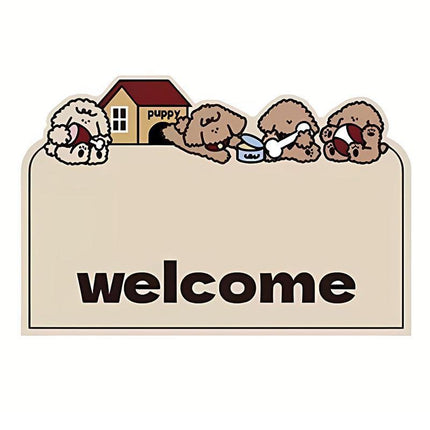 Cartoon Non Slip Household Silk Circle Floor Mat Durable Entryway Rug Can Be Cut - Dog.