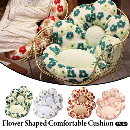 Cute Soft Seat Cushion Flower Shaped Lazy Sofa Pad for Office Chairs and Home Use - Green.
