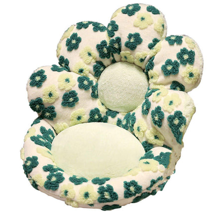 Cute Soft Seat Cushion Flower Shaped Lazy Sofa Pad for Office Chairs and Home Use - Green.