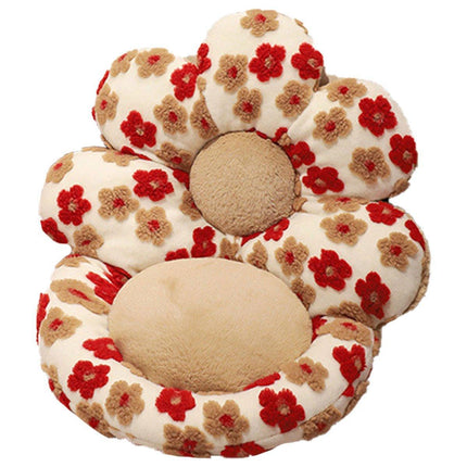Cute Soft Seat Cushion Flower Shaped Lazy Sofa Pad for Office Chairs and Home Use - Red.