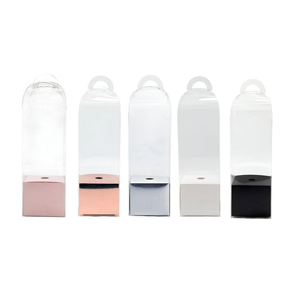 10pcs Bouquet Packaging Transparent PVC Flower Box Portable Floral Gift Boxes - Black.