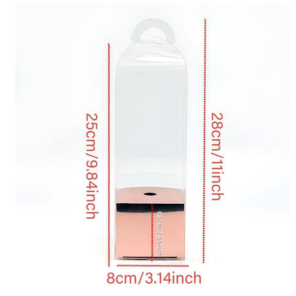 10pcs Bouquet Packaging Transparent PVC Flower Box Portable Floral Gift Boxes - Black.