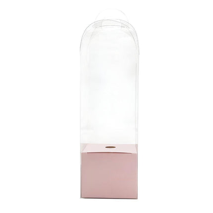 10pcs Bouquet Packaging Transparent PVC Flower Box Portable Floral Gift Boxes - Black.